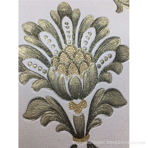 Damask vinyl PVC wallpaper for interior home decoration